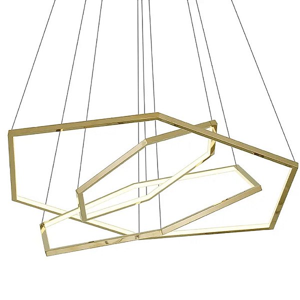 Pendente DCD0126 51x71x91cm Dourado Hexagono com Led Integrado 68w 3000k Bivolt