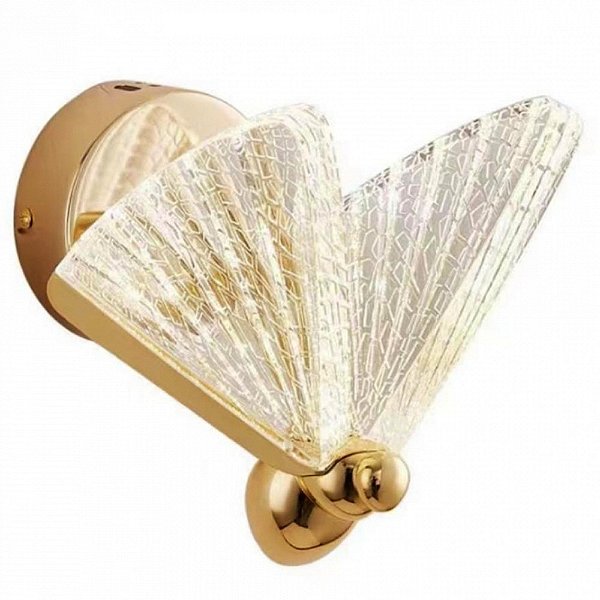 Arandela Borboleta DCB00258 Dourada 25x25cm com Led Integrado 6w 3000k Bivolt