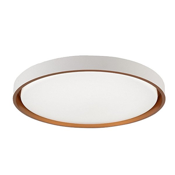 Plafon Redondo 8762 Branco Dourado Ø41x6cm com Led Integrado 24w 3000/4000/6000k Bivolt