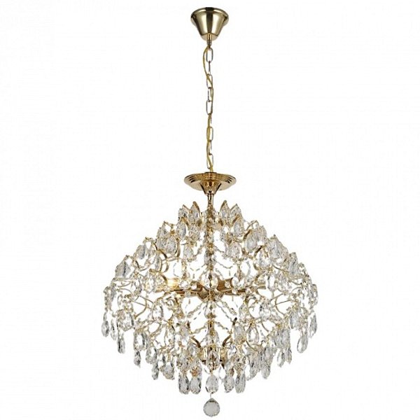 Lustre HSR Colmeia Ø55cm de Diametro Dourado com Cristais para 8 Lampadas E14