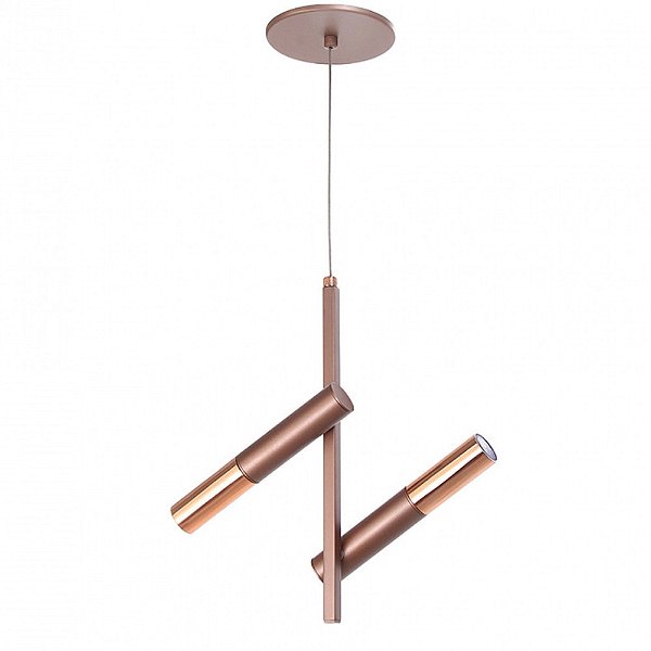 Pendente 5484 20x31x10cm Cafe com Cobre para 2 Lampadas G9 Bivolt