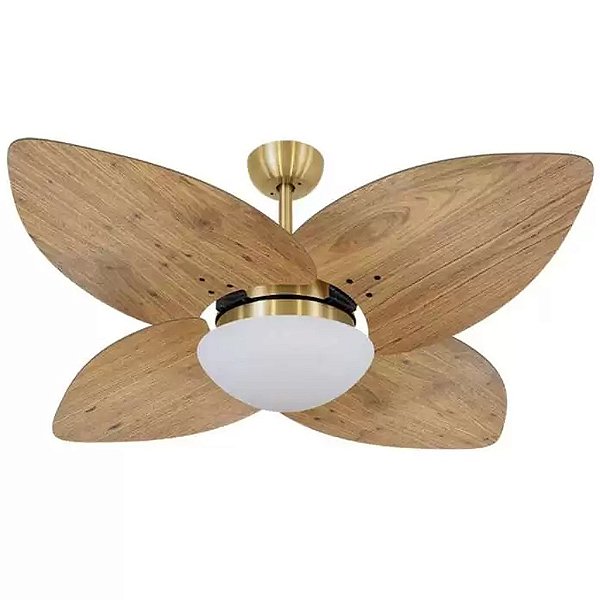 Ventilador Dourado Dunamis com 4 Pas Radica para 2 Lampadas E27 127v