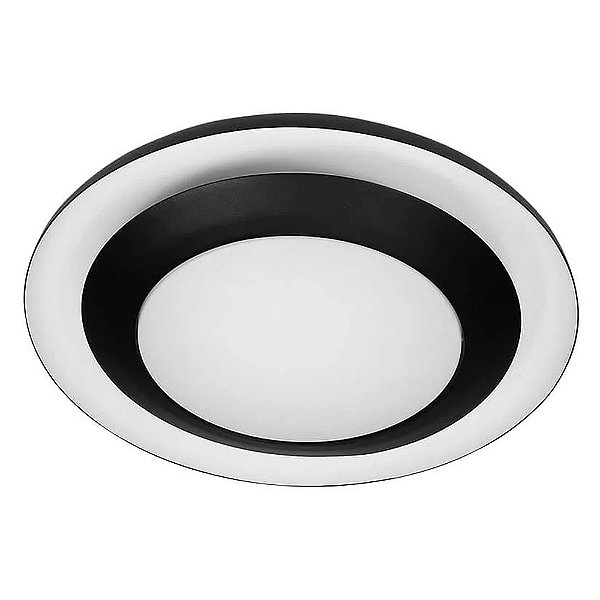 Plafon Spin Preto e Branco 47x47x11cm com Led Integrado 25,2w 3000k Bivolt