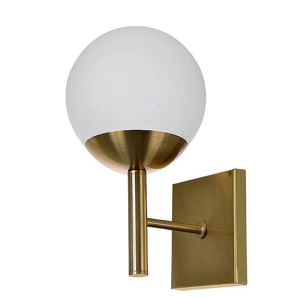 Arandela 034BVF Bronze com Vidro Fosco 25x15cm para 1 Lampada E27 Bivolt