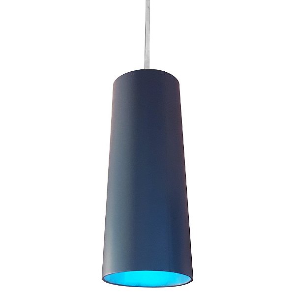 Pendente Pet Conico Longo 12x30cm Azul para 1 Lampada E27 Bivolt