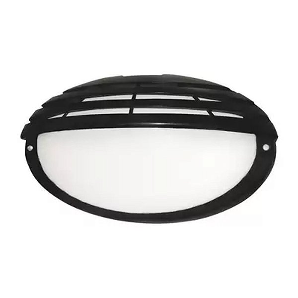 Arandela Oval Aludra Preta Top 29x17x12cm para 1 Lampada E27 Bivolt