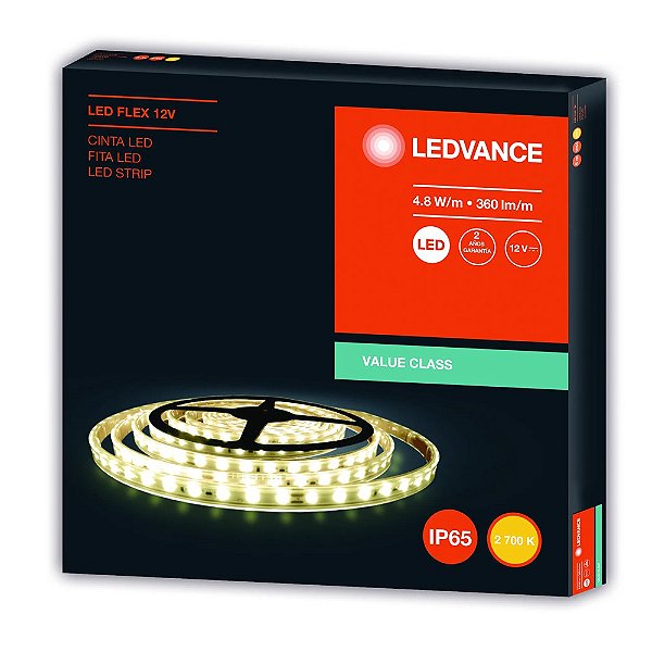 Fita de Led Ecoflex 4,8w/m 360lm 2700k 5m IP65 12v