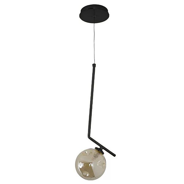 Pendente 786 Delta 12x45cm Preto com 1 Globo Ø12 para 1x Lampada G9