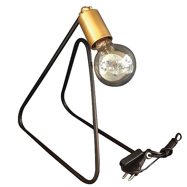 Luminaria de Mesa 001T Preto Dourado em Metal 35x30cm para 1 Lampada E27