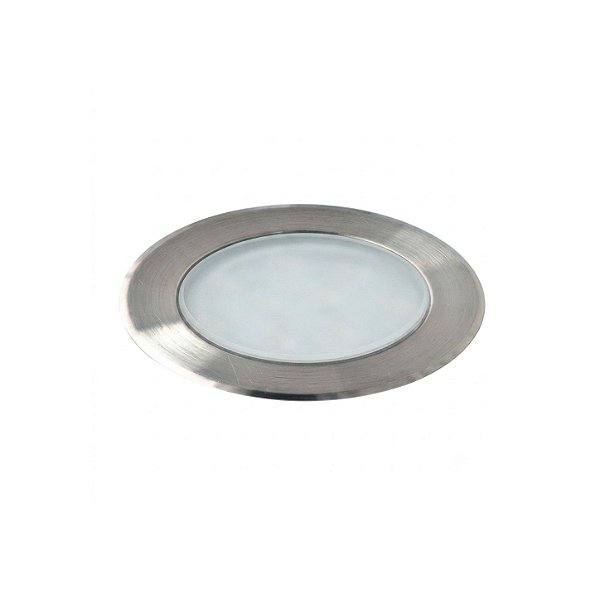 Balizador de Solo 3909 Mini Inox Redondo 6cm com Led Integrado Âmbar Bivolt