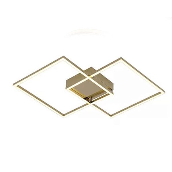 Plafon DCX01262 Dourado 60x60x8cm com Led Integrado 38,5w 3000 Bivolt