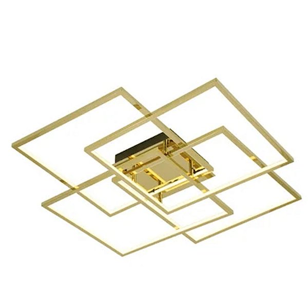 Plafon DCX01266 Dourado 82x82x12cm com Led Integrado 103w 3000 Bivolt