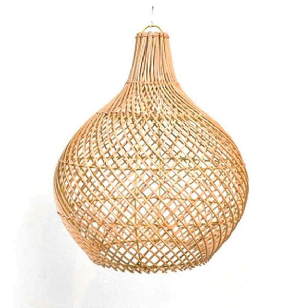 Pendente Fibra Natural Rattan Maui 30x46cm para 1 Lampada E27