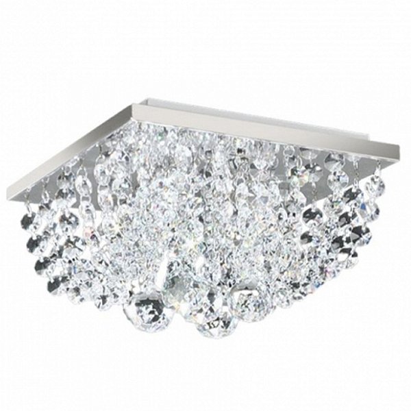 Plafon Quadrado Cristal Cromado 4530 20x20x8cm para 3 Lampadas G9