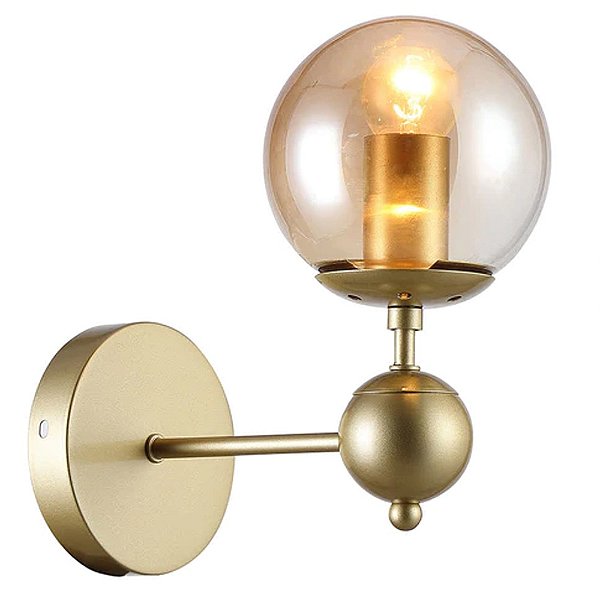 Arandela RM005 Orbe Dourado e Champanhe 24x12x25cm para 1x Lampada E27