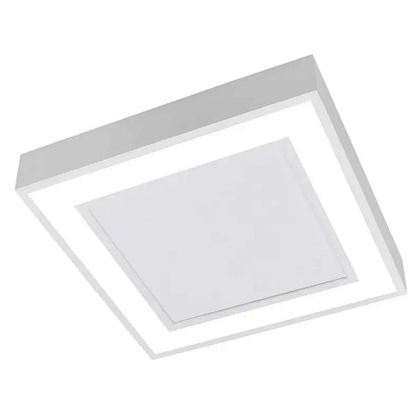 Plafon Quadrado Fit Edge Branco 23x23x4cm com Led Integrado 16w 3000k Bivolt