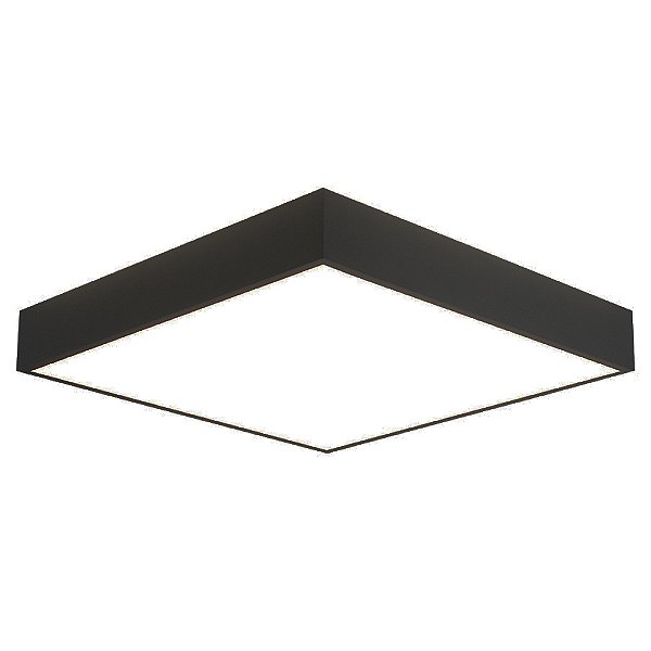 Plafon Quadrado Ilume 47x47x9cm Preto com led Integrado 37,8w 3000k Bivolt