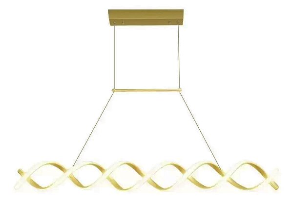 Pendente 899D 120x12x150cm Ondulado Dourado com Led Integrado 45w 4000k Bivolt