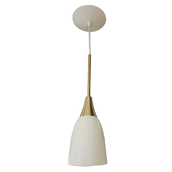 Pendente Mali 36x11cm Branco e Dourado para 1 Lampada E27