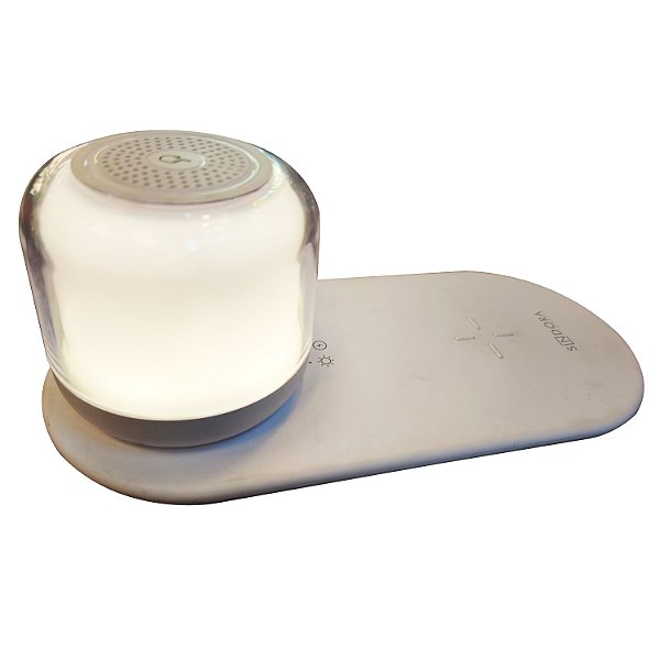 Luminaria de Mesa com Caixa de som Bluetooth 10w e Carregador sem fio 5w