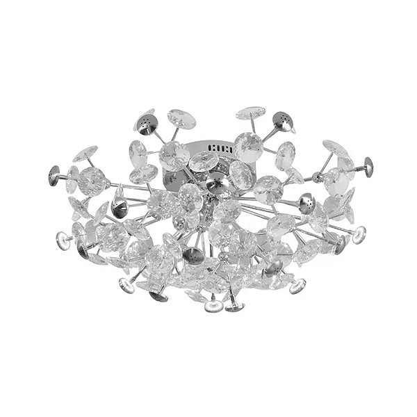 Plafon DCX06233 Cromado com Cristal Ø62X30cm com 12 Lampadas G4 Bivolt