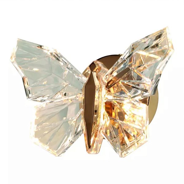 Arandela Borboleta DCB02204 Dourada 20x14cm com Led Integrado 8w 3000k Bivolt