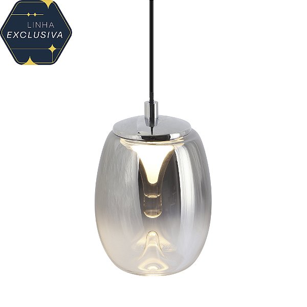 Pendente HPD18017 Preto Fume Ø11cm com Led Integrado 5w 3000k Bivolt