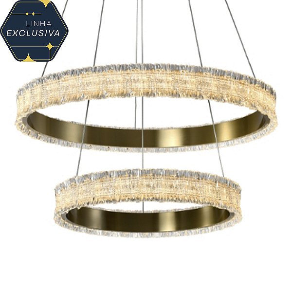 Pendente Alianca Ø40xØ60cm Dourado com Led Integrado 220w 3000k Bivolt