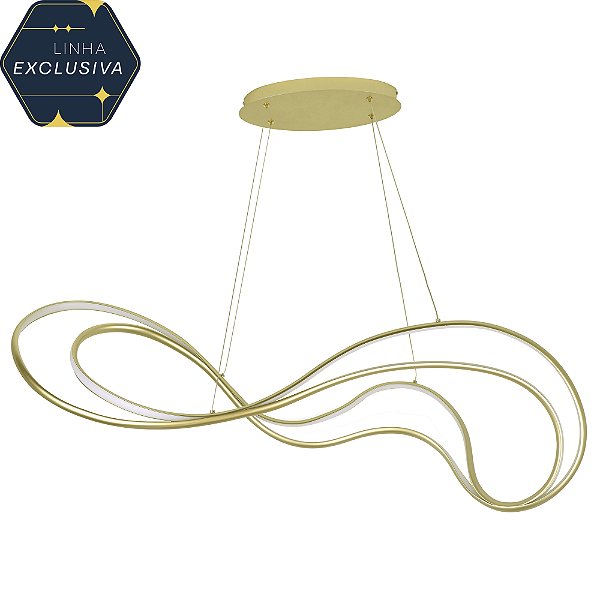 Pendente HPD1850 Dourado 115cm com Led Integrado 58,8w 3000k Bivolt