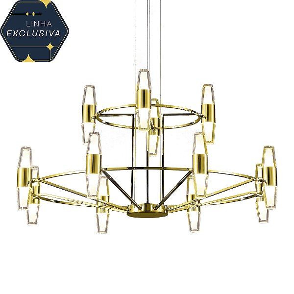 Pendente HPD4312 Dourado Ø65cm com Led Integrado 72w 3500k Bivolt