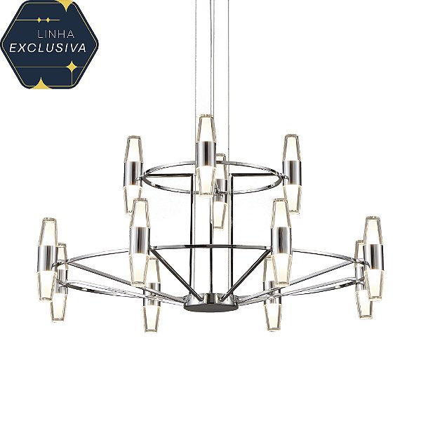 Pendente HPD4313 Cromado Ø65cm com Led Integrado 72w 3000k Bivolt