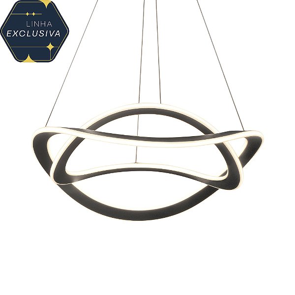 Pendente HPD6225 Preto 60cm com Led Integrado 140w 3000/4000k Bivolt