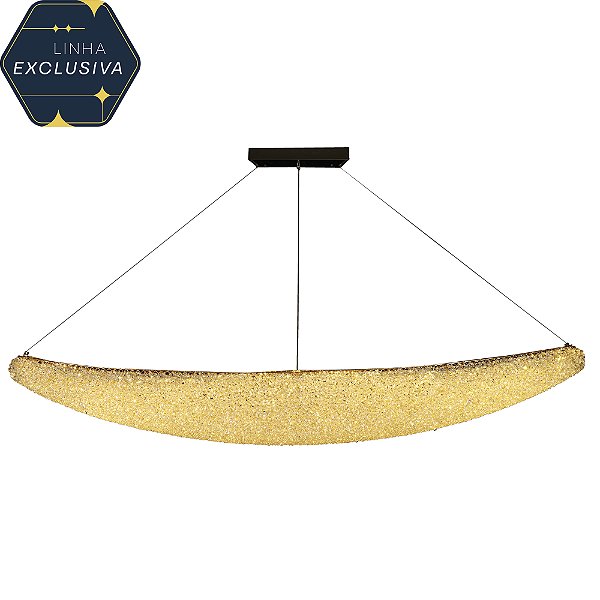 Pendente HPD8460 160cm Dourado com Led Integrado 87w 3 Cores Bivolt