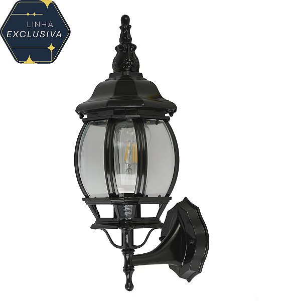 Arandela Colonial HAR1944 54x27cm Preta para um Lampada E27 Bivolt