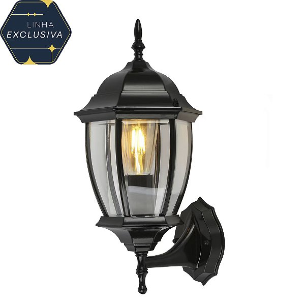 Arandela Colonial HAR2372 40x23cm Preta para um Lampada E27 Bivolt