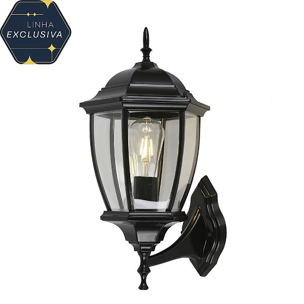 Arandela Colonial HAR2374 50x26cm Preta para um Lampada E27 Bivolt