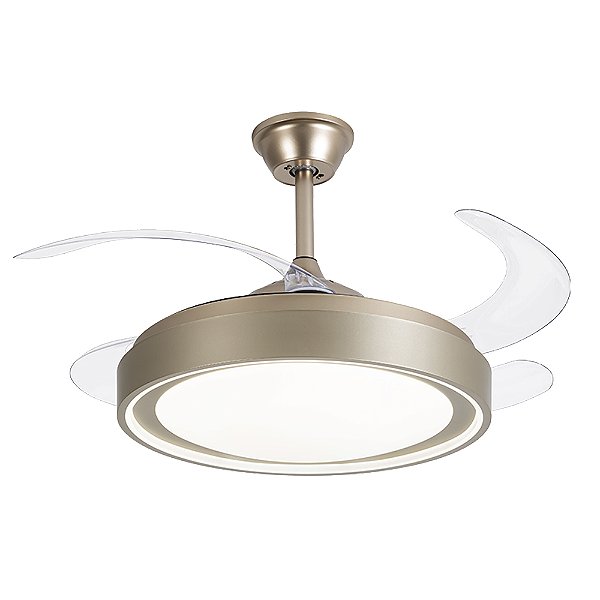 Ventilador Plafon AIR Dourado com Pa Retratil Controle Remoto e Led Integrado Multicolor