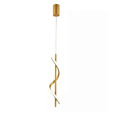 Pendente Worm Dourado 40x12x12cm com Led Integrado 14w Multi Temperatuda Bivolt