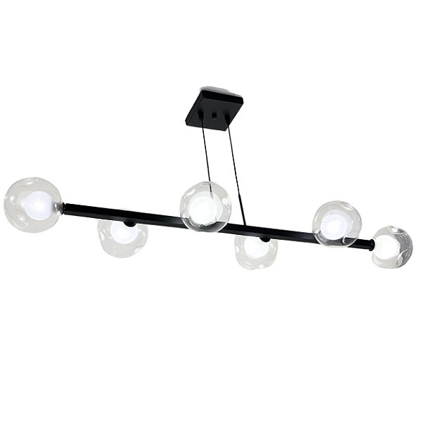 Pendente Jabuticaba 006/6 Preto /Vidros Transparente 12cm p/ 6/G9 LED