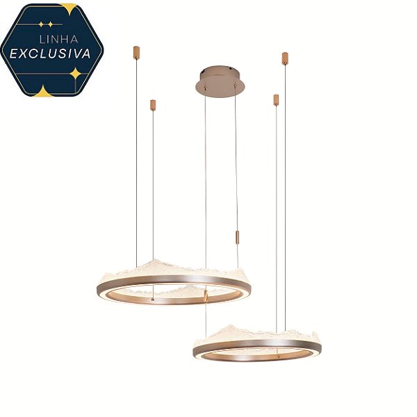 Pendente HPD6217 com 2 aros 60x50cm LED 180W Bivolt com Controle Remoto