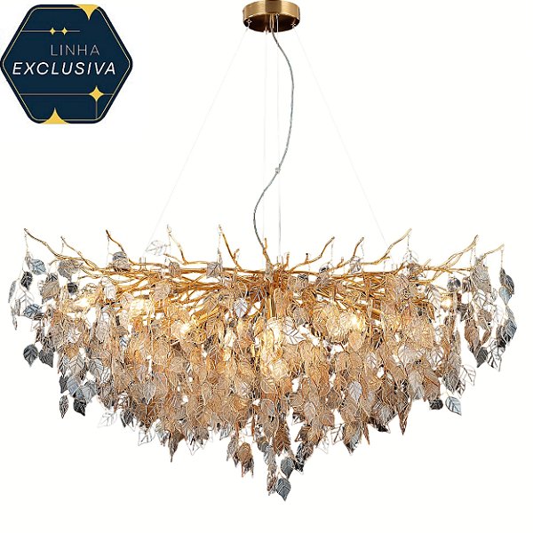 Pendente HPD9111 Dourado com Vidro Ambar para 12 lampadas G9