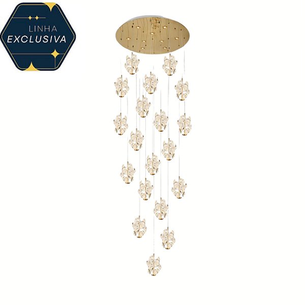 Pendente HPD4347 Cristal com Base 80cm c/ 4 metros de cabo e LED 3 Cores