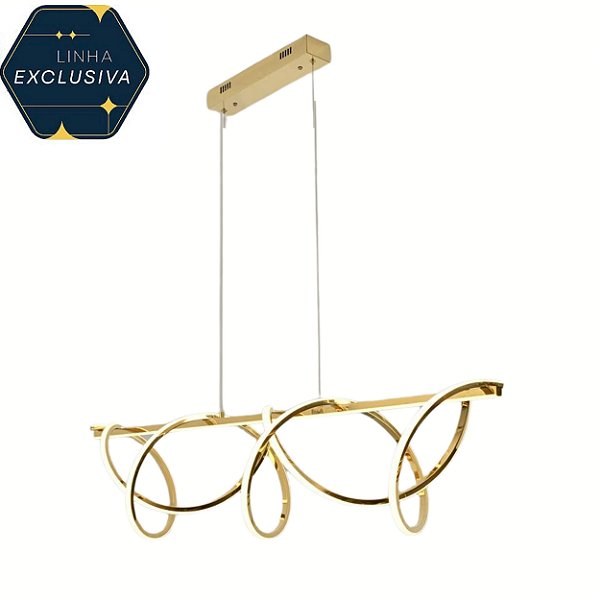 Pendente HPD3612 Dourado Inox 120cm c/ 2 metros de cabo c/LED 3000K