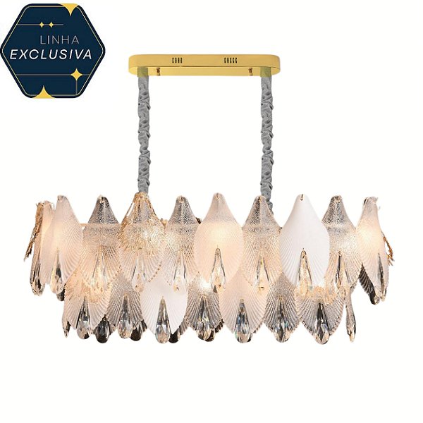 Lustre Concha Horizontal HPD4370 1.20cm c/ 1 Metro de Corrente para 17 Lampadas E14