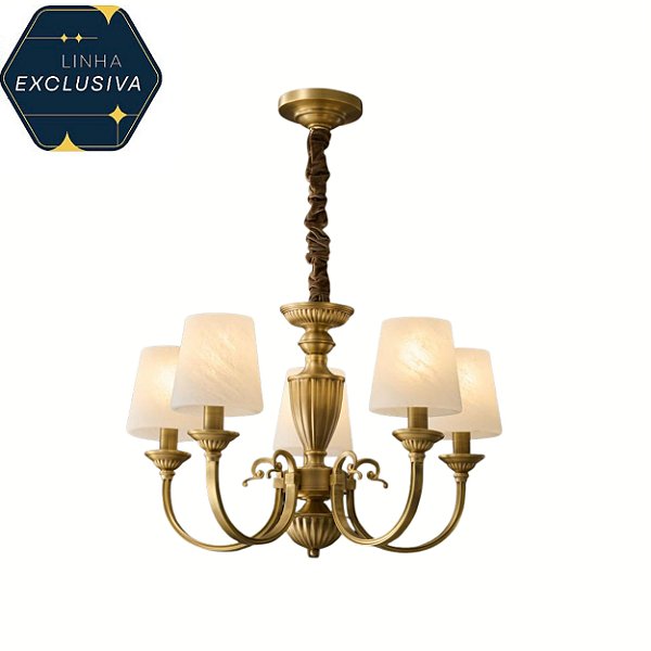 Lustre Vintage com 5 bracos D7532-5 Bronze 65x42 para 5 lampadas E14