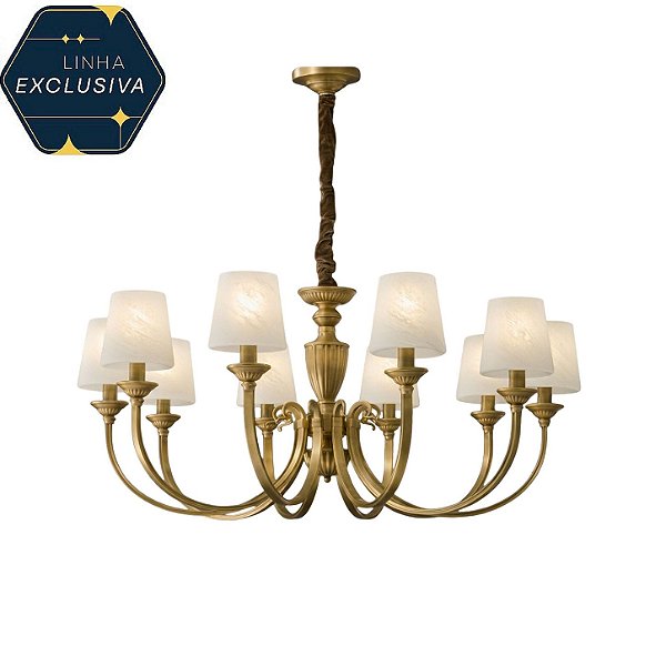 Lustre Vintage com 10 braços HPD7540 Bronze 120x45 para 10 lâmpadas E14