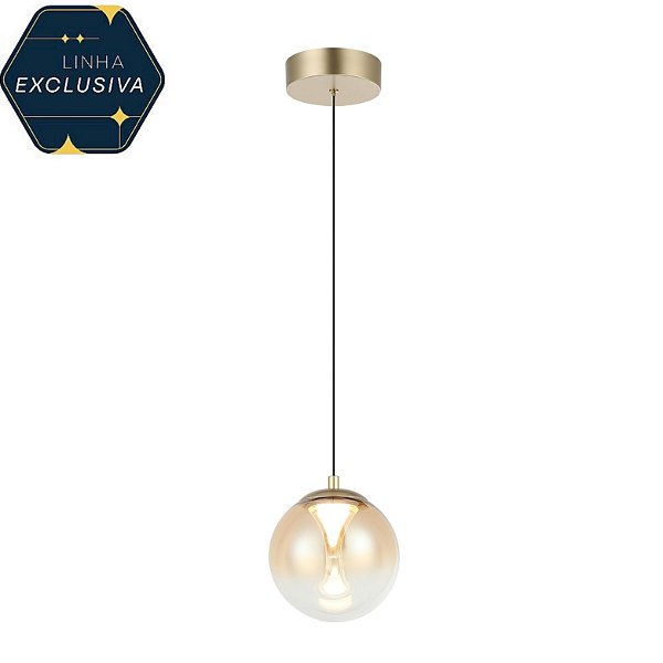Pendente HPD1885 Redondo Dourado 15cm c/ Led 5w 3000k Bivolt
