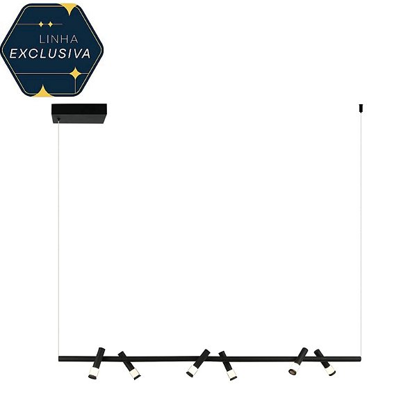 Pendente HPD1879 Preto 1,20m c / Led 18w 3000k Bivolt