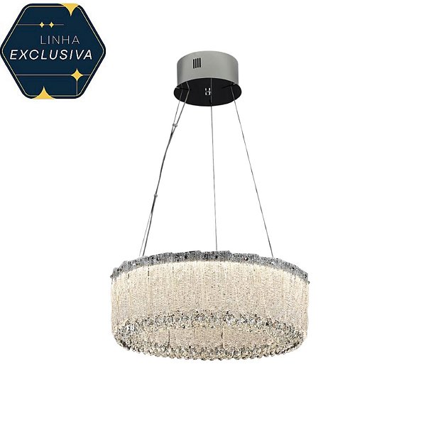 Pendente Cristal Redondo HPD4330 Cromado 60 cm com Led Integrada 160w
