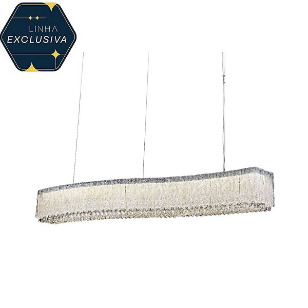 Pendnete Cristal Retangular HPD4328 Cromado 120cm com Led Integrada 126w